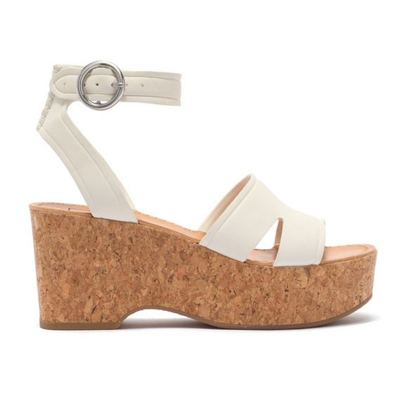 Dolce Vita Linda Cork White Platform Sandals - Picture 2 of 4
